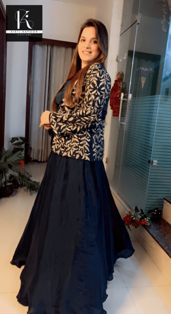 Three Piece Dress with Embroidered Jacket - Kirti Kapoor Couture