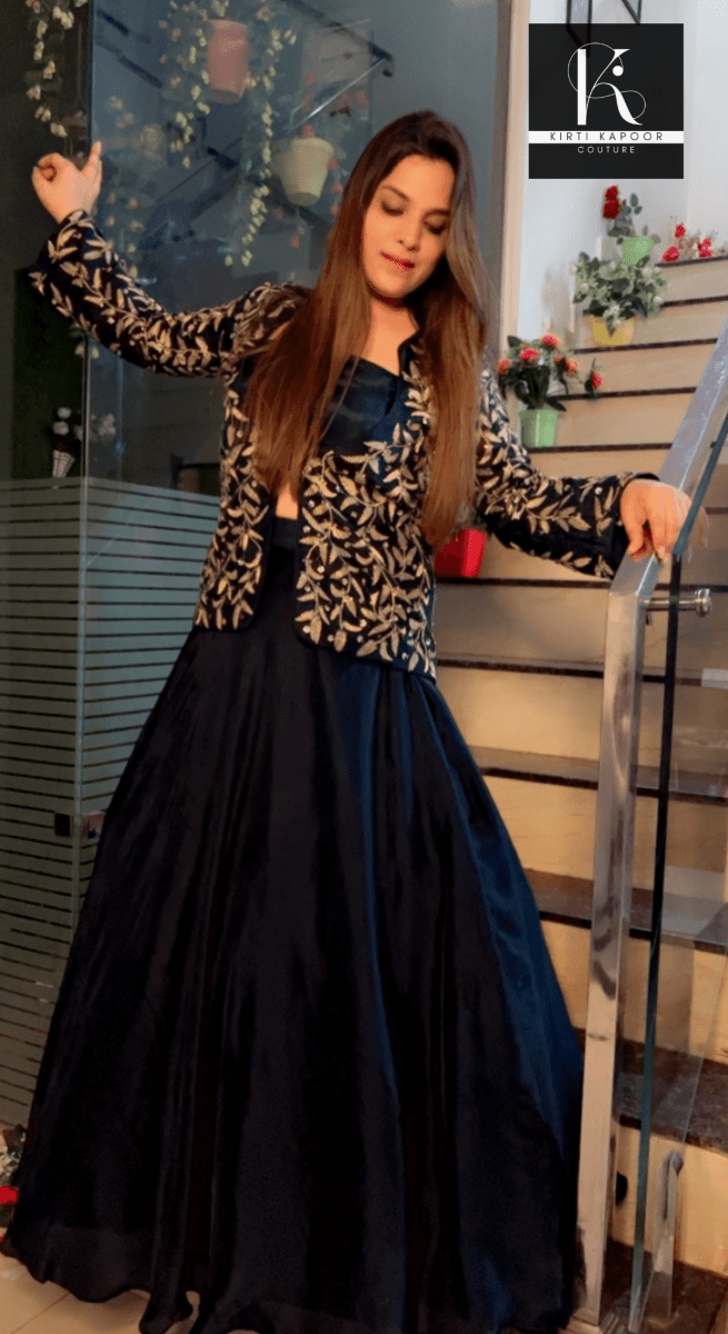 Three Piece Dress with Embroidered Jacket - Kirti Kapoor Couture