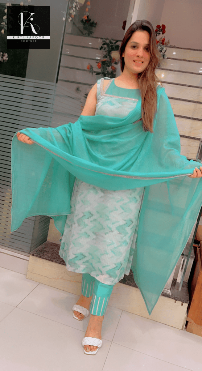 Tie & Dye Sequence Suit in Pastel Shade - Kirti Kapoor Couture