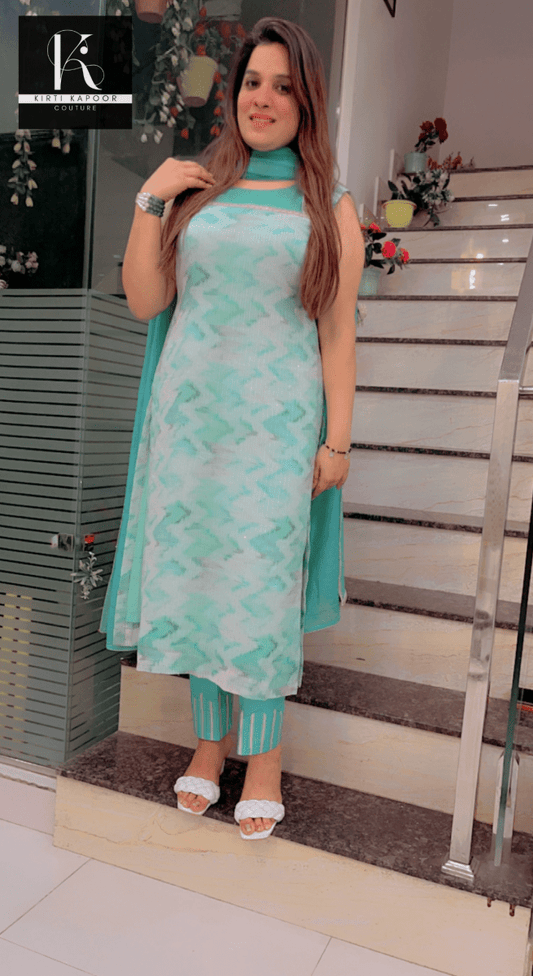 Tie & Dye Sequence Suit in Pastel Shade - Kirti Kapoor Couture