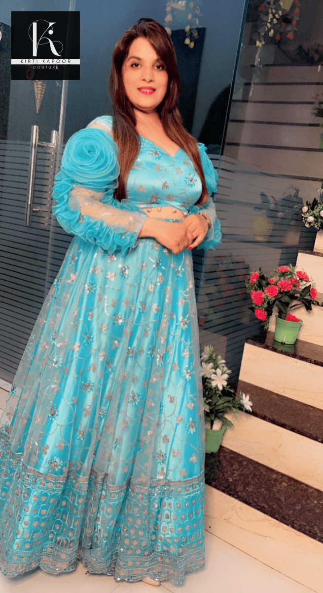 Tiffany Blue Designer Lehenga Choli - Kirti Kapoor Couture