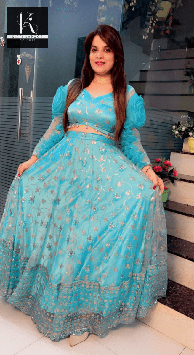 Tiffany Blue Designer Lehenga Choli - Kirti Kapoor Couture