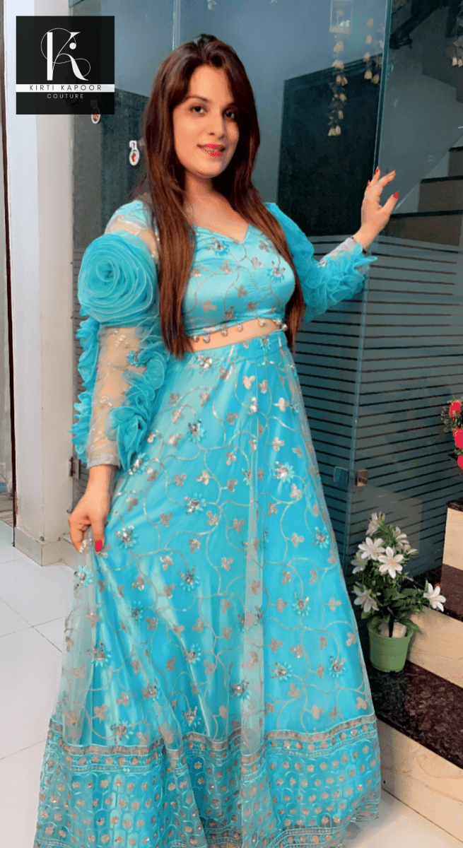 Tiffany Blue Designer Lehenga Choli - Kirti Kapoor Couture
