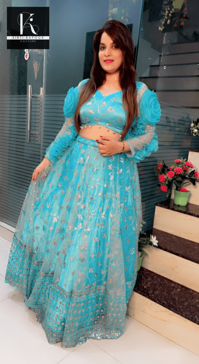 Tiffany Blue Designer Lehenga Choli - Kirti Kapoor Couture