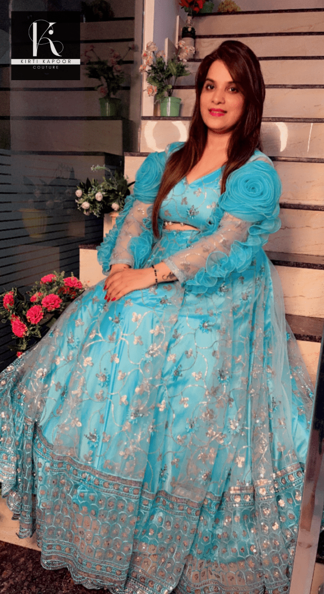 Tiffany Blue Designer Lehenga Choli - Kirti Kapoor Couture