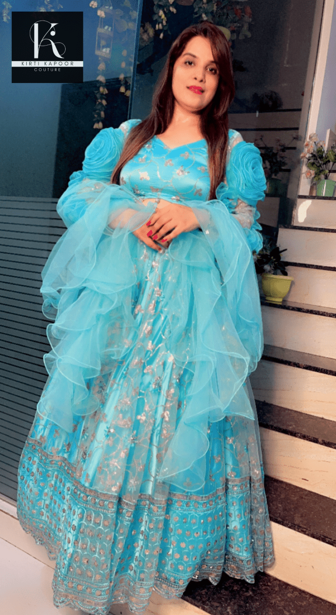 Tiffany Blue Designer Lehenga Choli - Kirti Kapoor Couture
