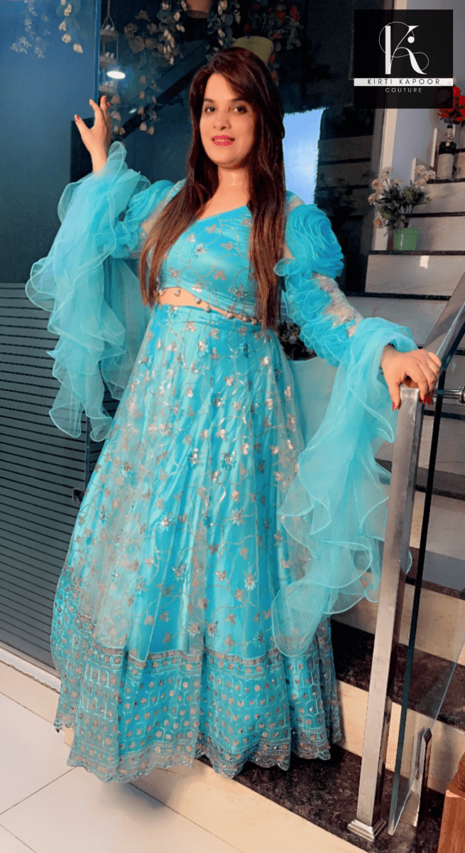 Tiffany Blue Designer Lehenga Choli - Kirti Kapoor Couture