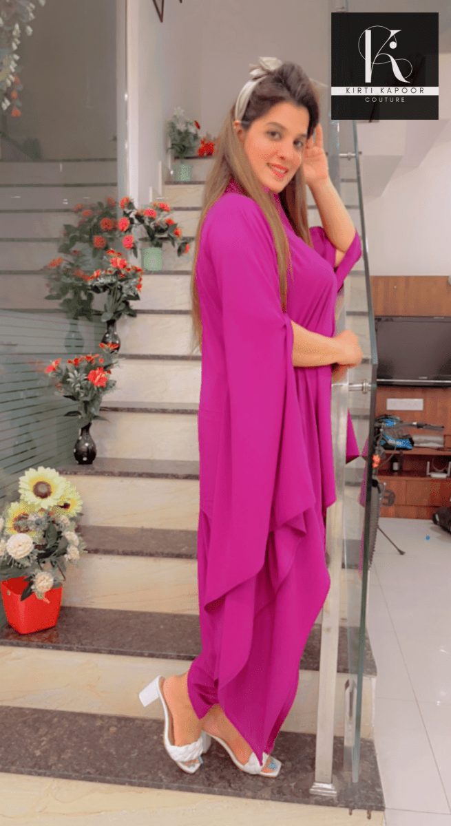 Up - down Kaftan Style Co - ord Set with Dhoti as Bottom - Kirti Kapoor Couture