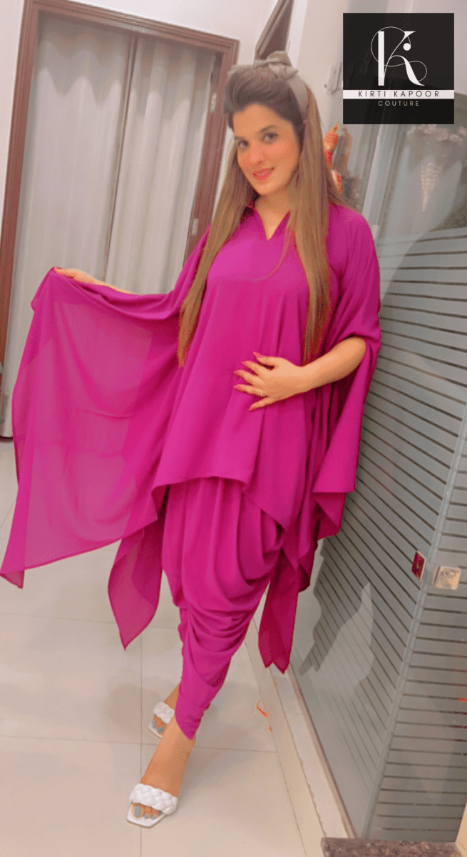 Up - down Kaftan Style Co - ord Set with Dhoti as Bottom - Kirti Kapoor Couture