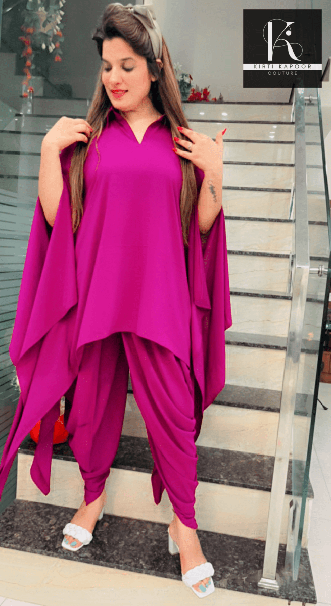 Up - down Kaftan Style Co - ord Set with Dhoti as Bottom - Kirti Kapoor Couture