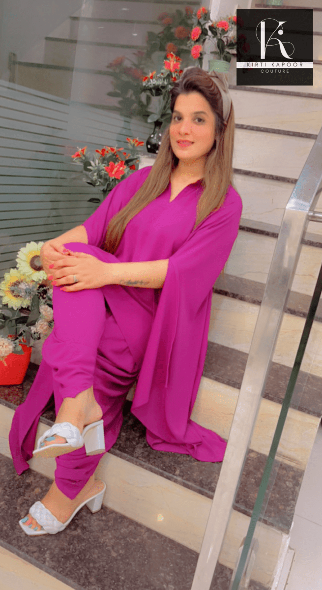 Up - down Kaftan Style Co - ord Set with Dhoti as Bottom - Kirti Kapoor Couture