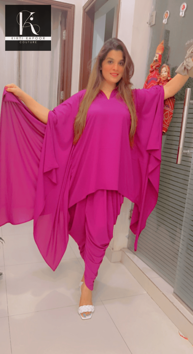 Up - down Kaftan Style Co - ord Set with Dhoti as Bottom - Kirti Kapoor Couture