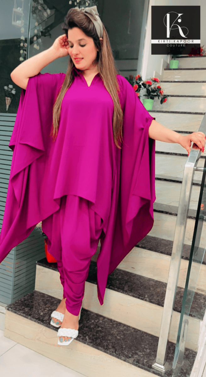Up - down Kaftan Style Co - ord Set with Dhoti as Bottom - Kirti Kapoor Couture