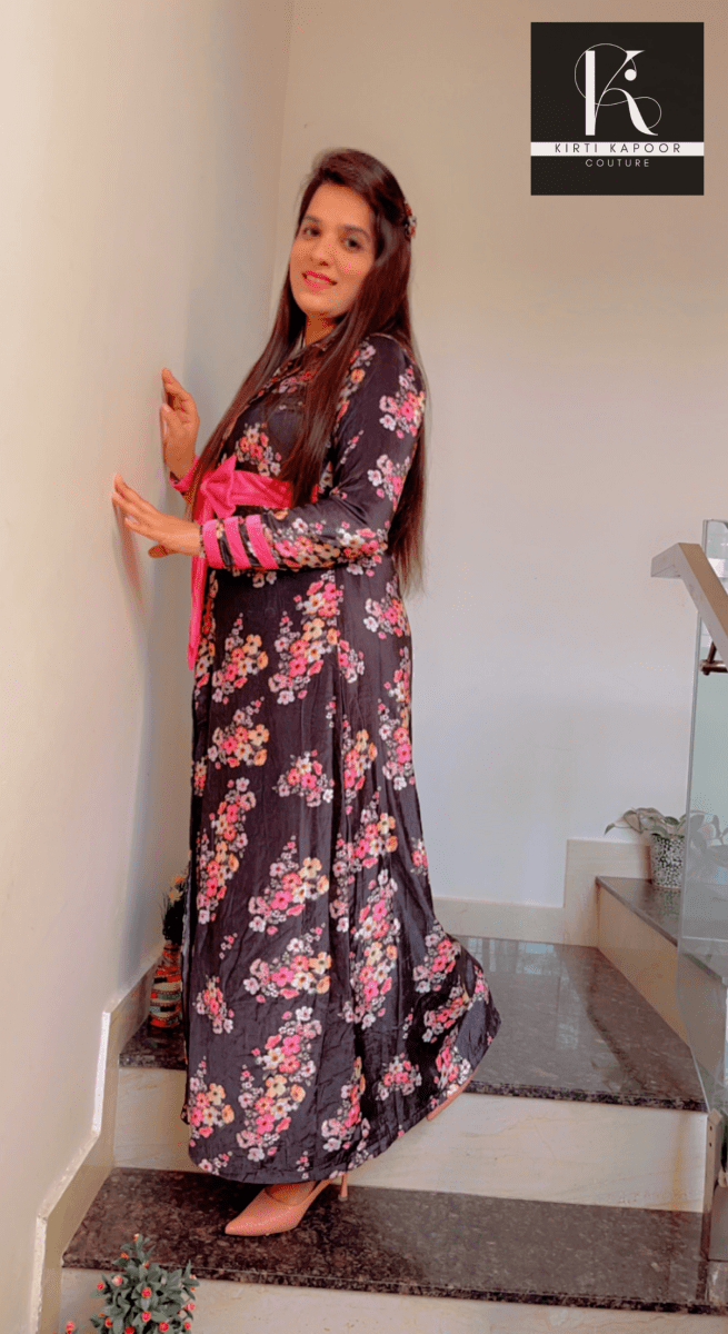 Velvet Kurti With Floral Print and Plazo - Kirti Kapoor Couture
