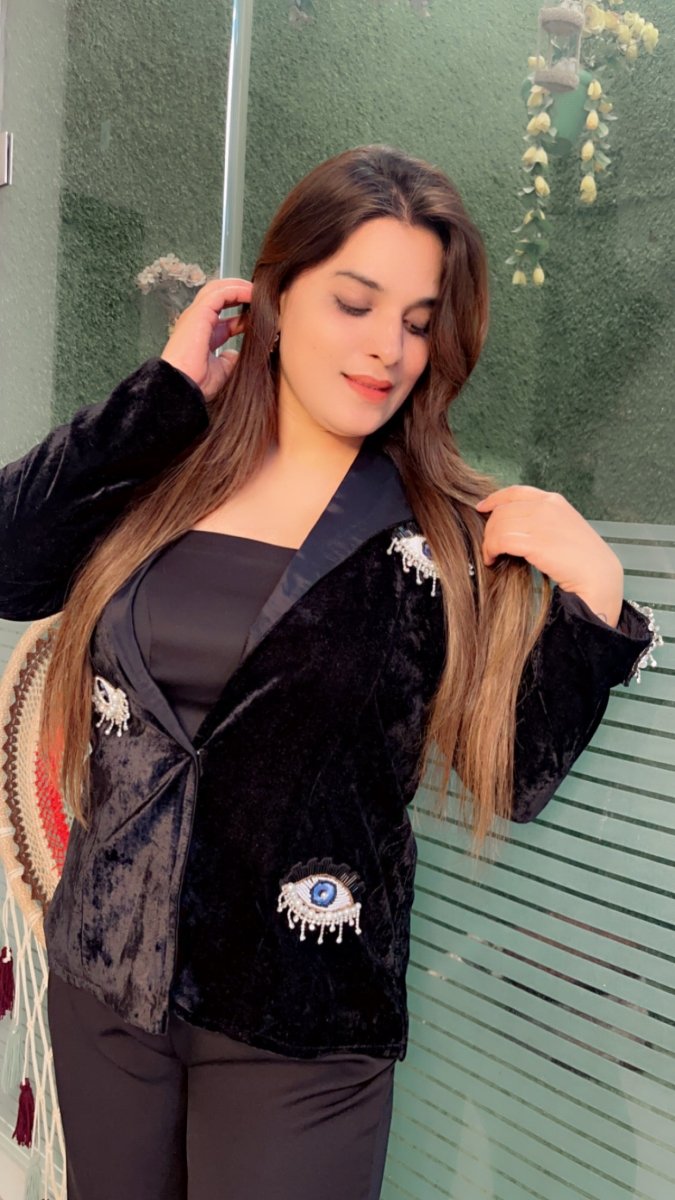 Velvet three piece formal blazer set - Kirti Kapoor Couture