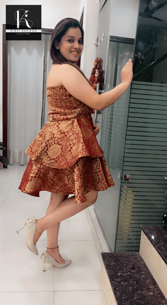 Wavy - Flaired Brocade Tunic - Kirti Kapoor Couture