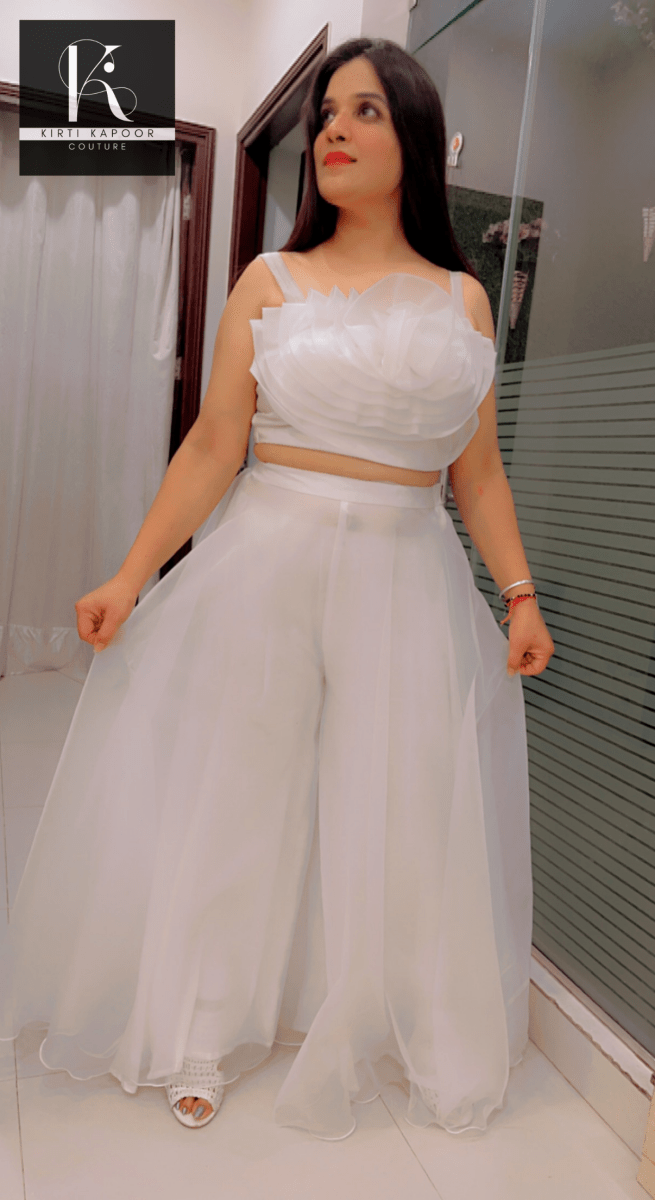 White Flower Organza Dress by Kirti Kapoor - Kirti Kapoor Couture