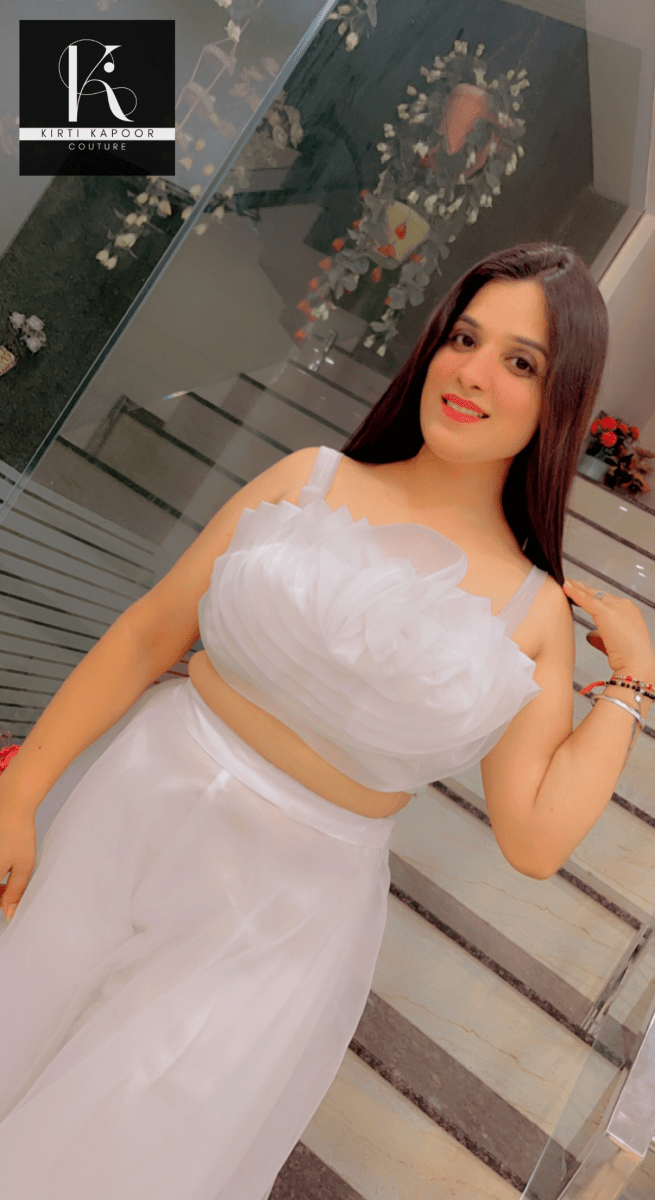 White Flower Organza Dress by Kirti Kapoor - Kirti Kapoor Couture