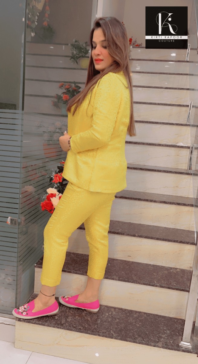 Yellow - Pink Brocade Co - ord Set - Kirti Kapoor Couture