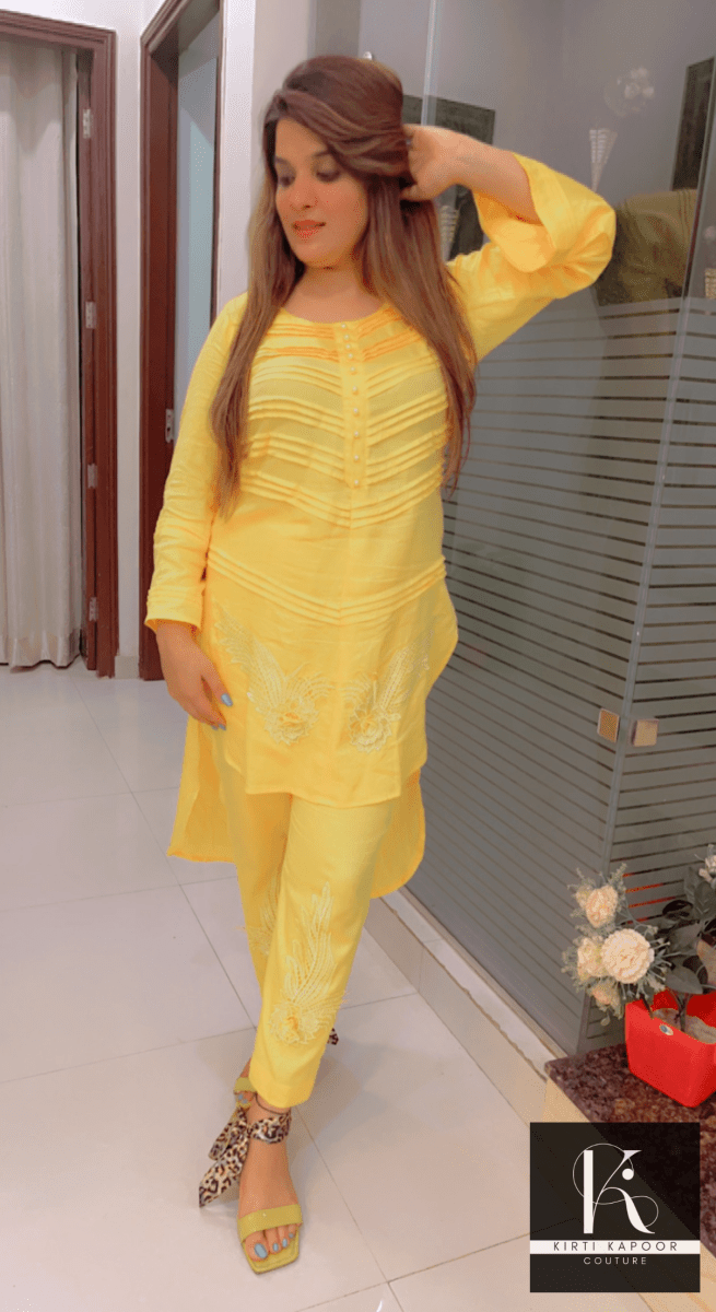 Yellow Pintex Co - ord Set by Kirti Kapoor - Kirti Kapoor Couture