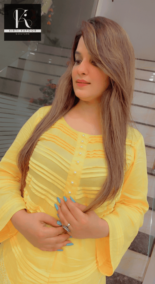Yellow Pintex Co - ord Set by Kirti Kapoor - Kirti Kapoor Couture