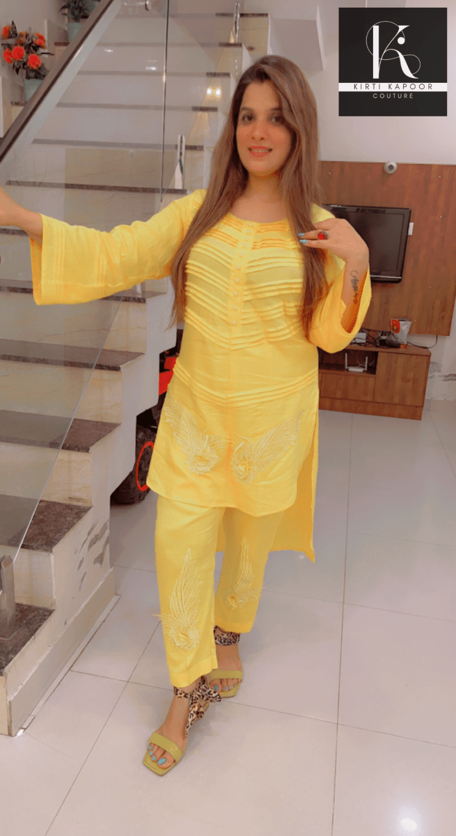 Yellow Pintex Co - ord Set by Kirti Kapoor - Kirti Kapoor Couture