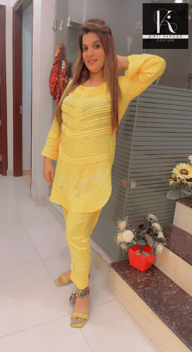 Yellow Pintex Co - ord Set by Kirti Kapoor - Kirti Kapoor Couture