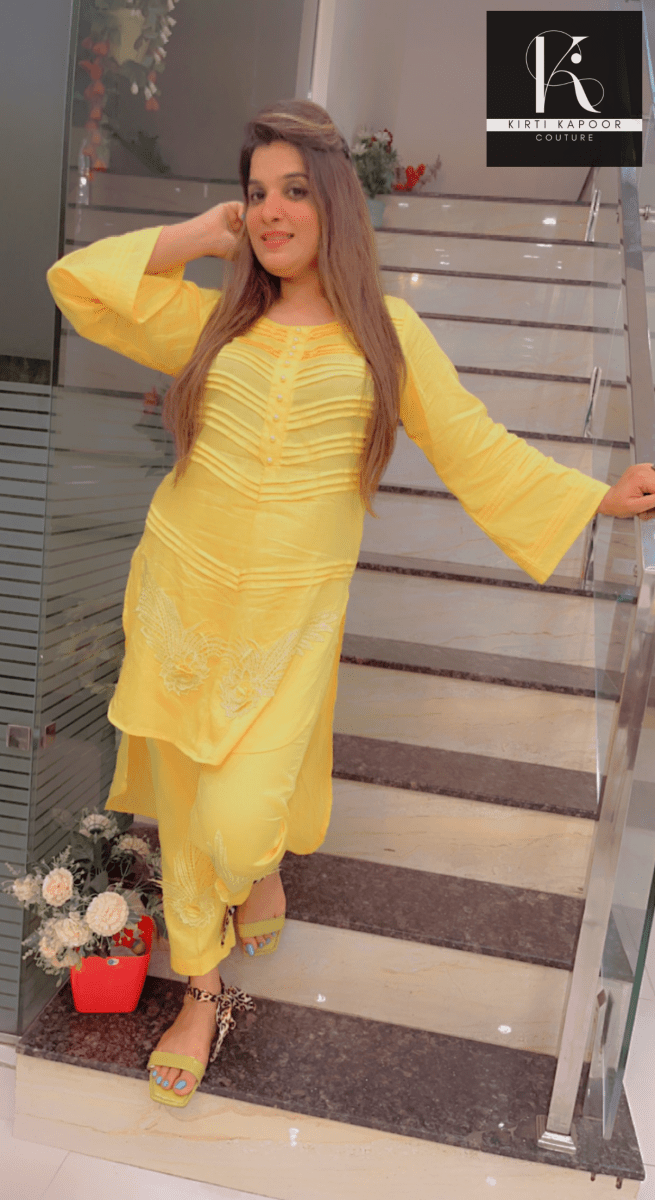 Yellow Pintex Co - ord Set by Kirti Kapoor - Kirti Kapoor Couture