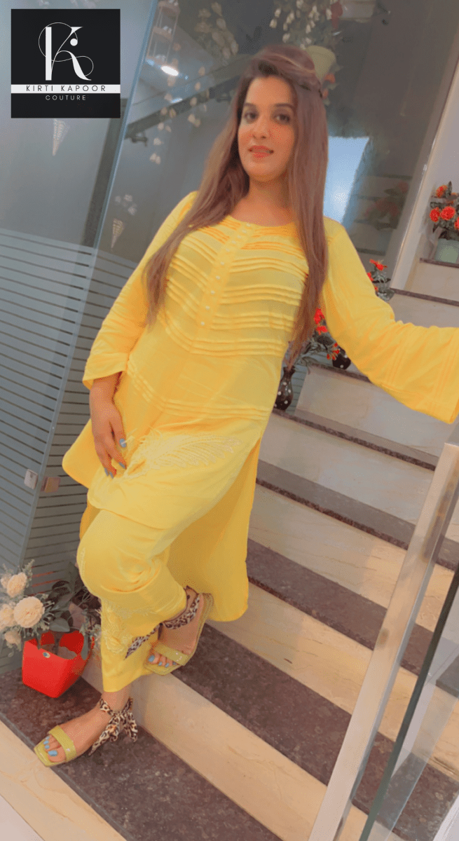 Yellow Pintex Co - ord Set by Kirti Kapoor - Kirti Kapoor Couture