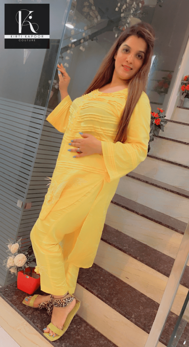 Yellow Pintex Co - ord Set by Kirti Kapoor - Kirti Kapoor Couture