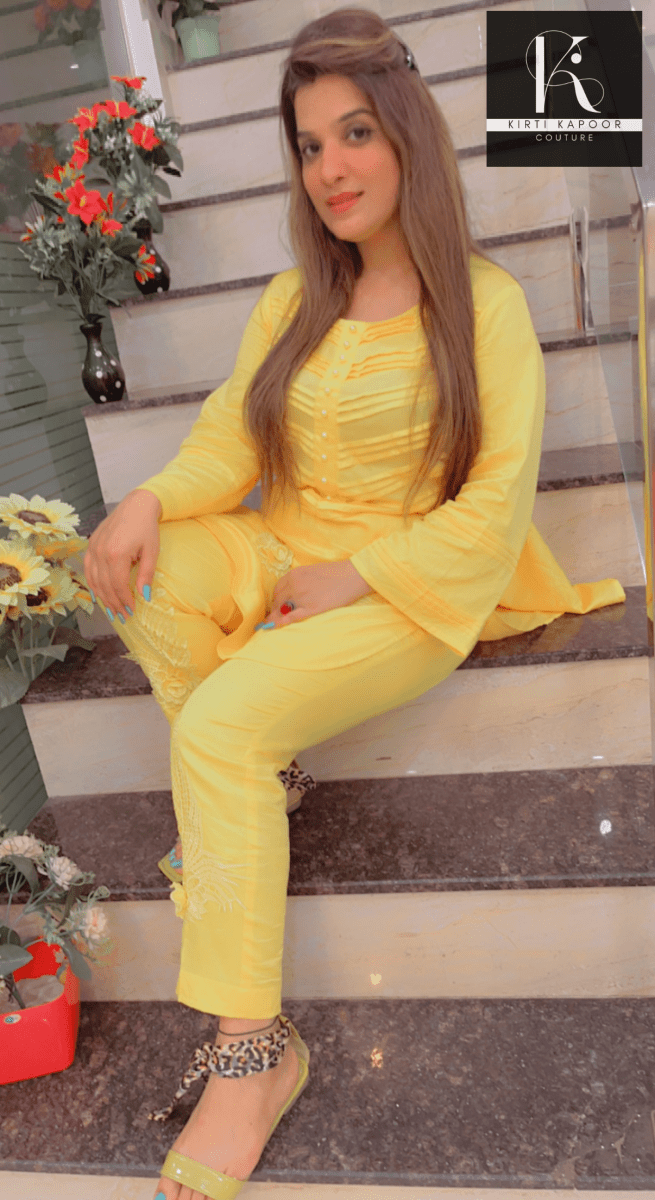 Yellow Pintex Co - ord Set by Kirti Kapoor - Kirti Kapoor Couture