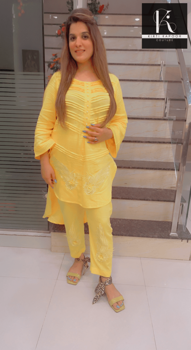 Yellow Pintex Co - ord Set by Kirti Kapoor - Kirti Kapoor Couture