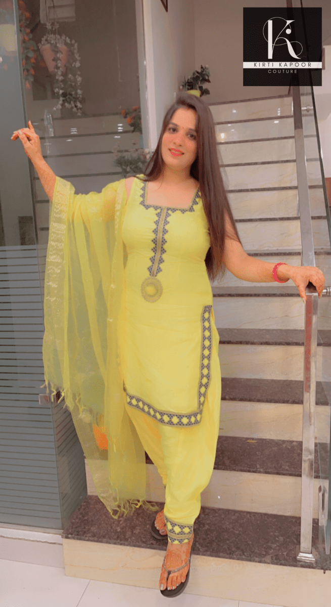 Yellow Suit Salwar With Fancy Lace - Kirti Kapoor Couture