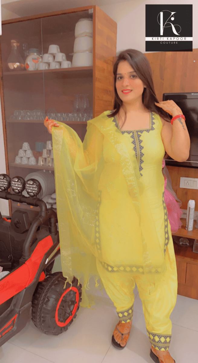 Yellow Suit Salwar With Fancy Lace - Kirti Kapoor Couture
