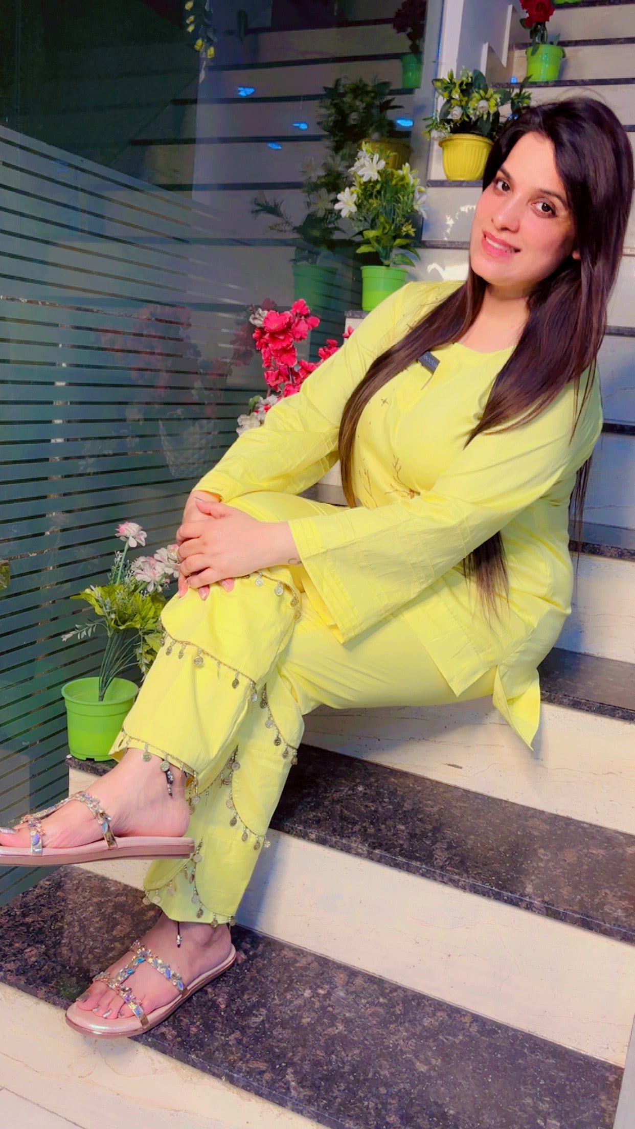 Light Yellow Cotton Embroidered Co-Ord Set (CS)