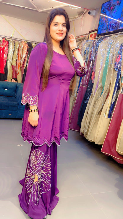 Purple A-line Embroidered Co-ord (CS007)