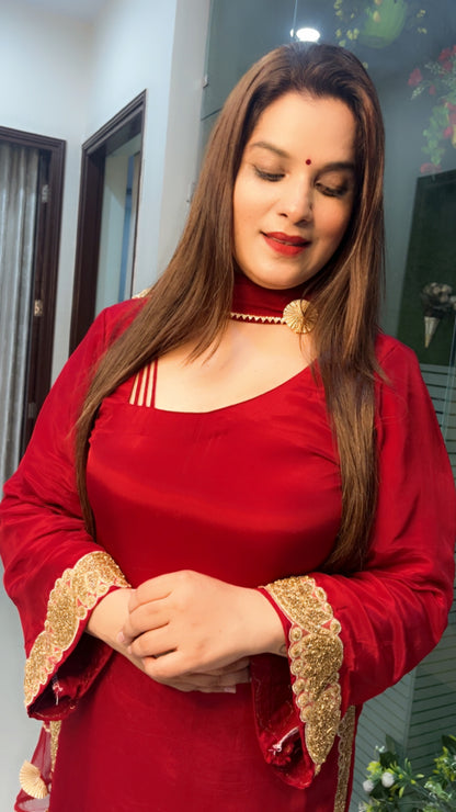 Red Designer Pant Suit (PS009)