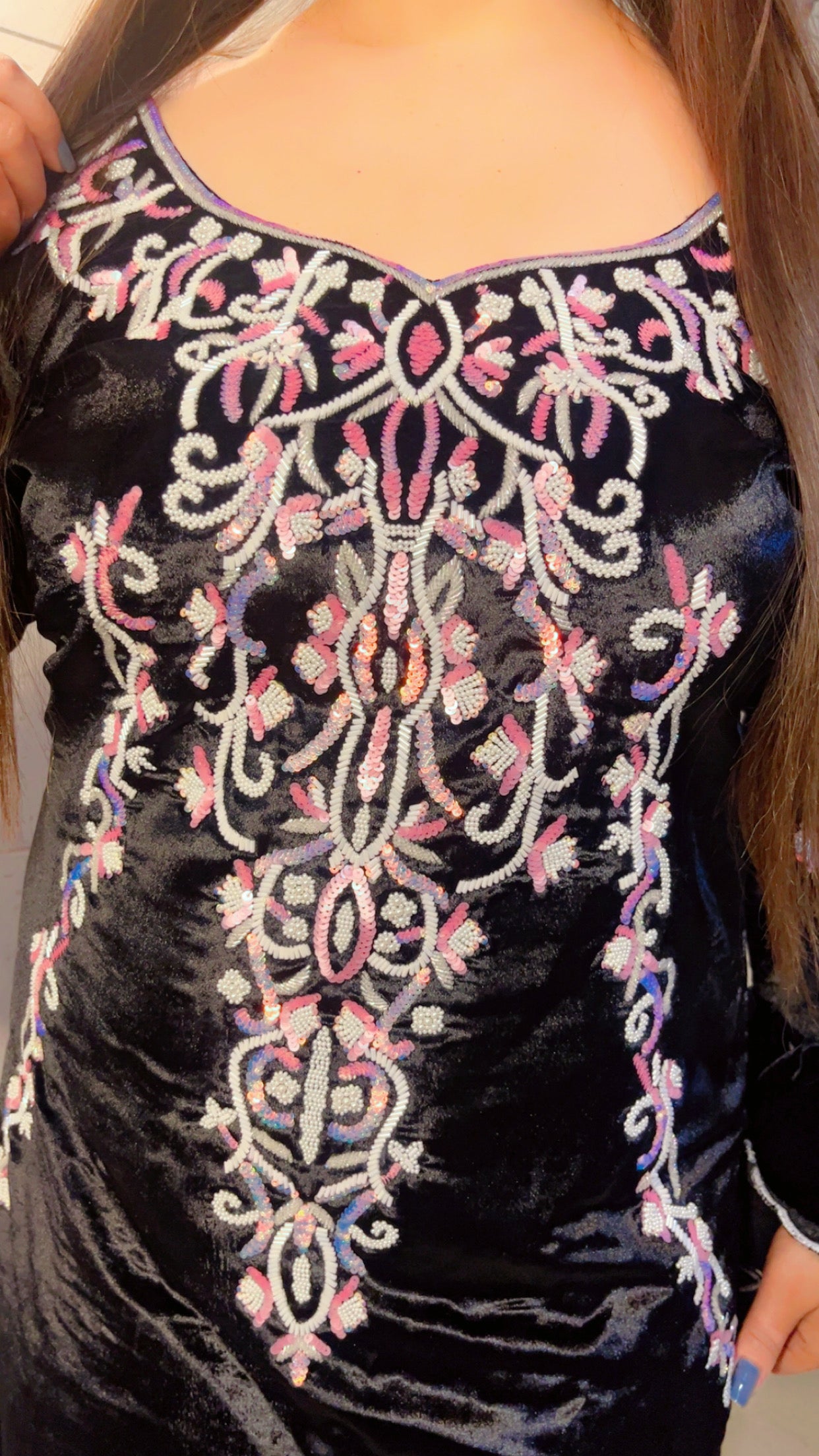 Black Winter Hand Worked Dress (WD002)