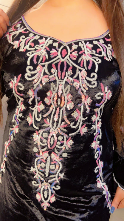 Black Winter Hand Worked Dress (WD002)