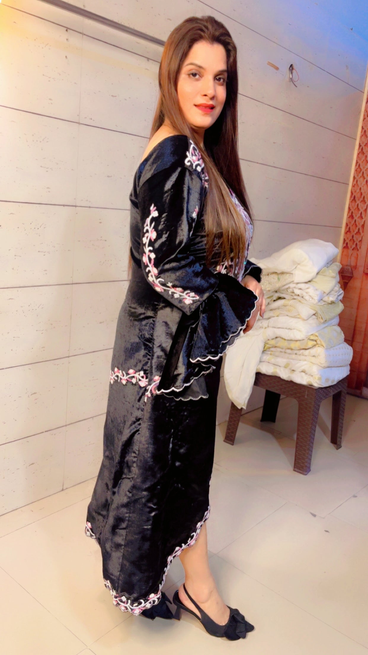 Black Winter Hand Worked Dress (WD002)