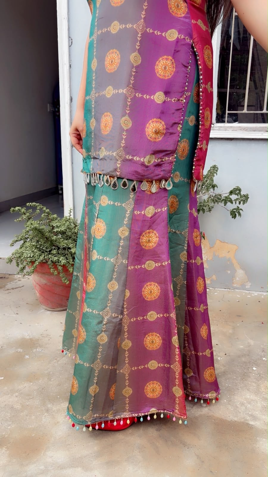 Multi-Colour One Shoulder Top And Palazzo Set (CS063)