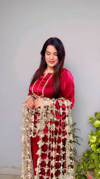 Maroon Karwachauth Farshi Salwar Suit
