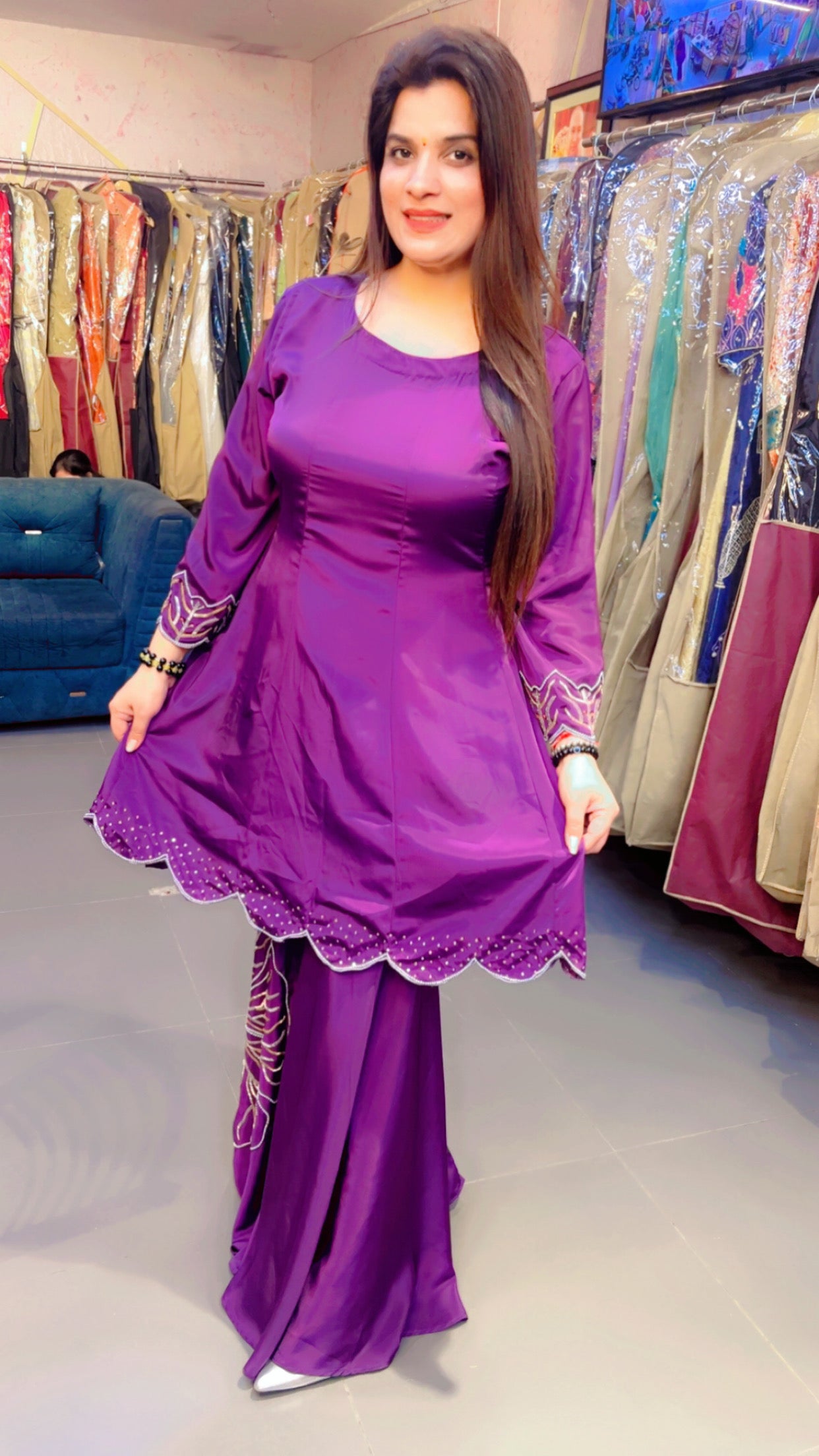 Purple A-line Embroidered Co-ord (CS007)
