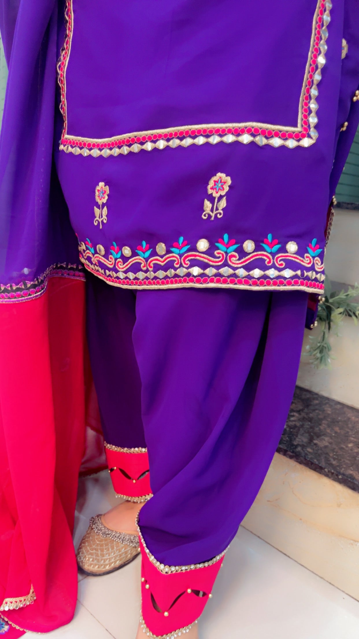 Purple Georgette Embroidered Suit (SS006)