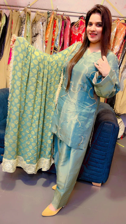 Green Embroidered Farshi Salwar Suit (FS001)