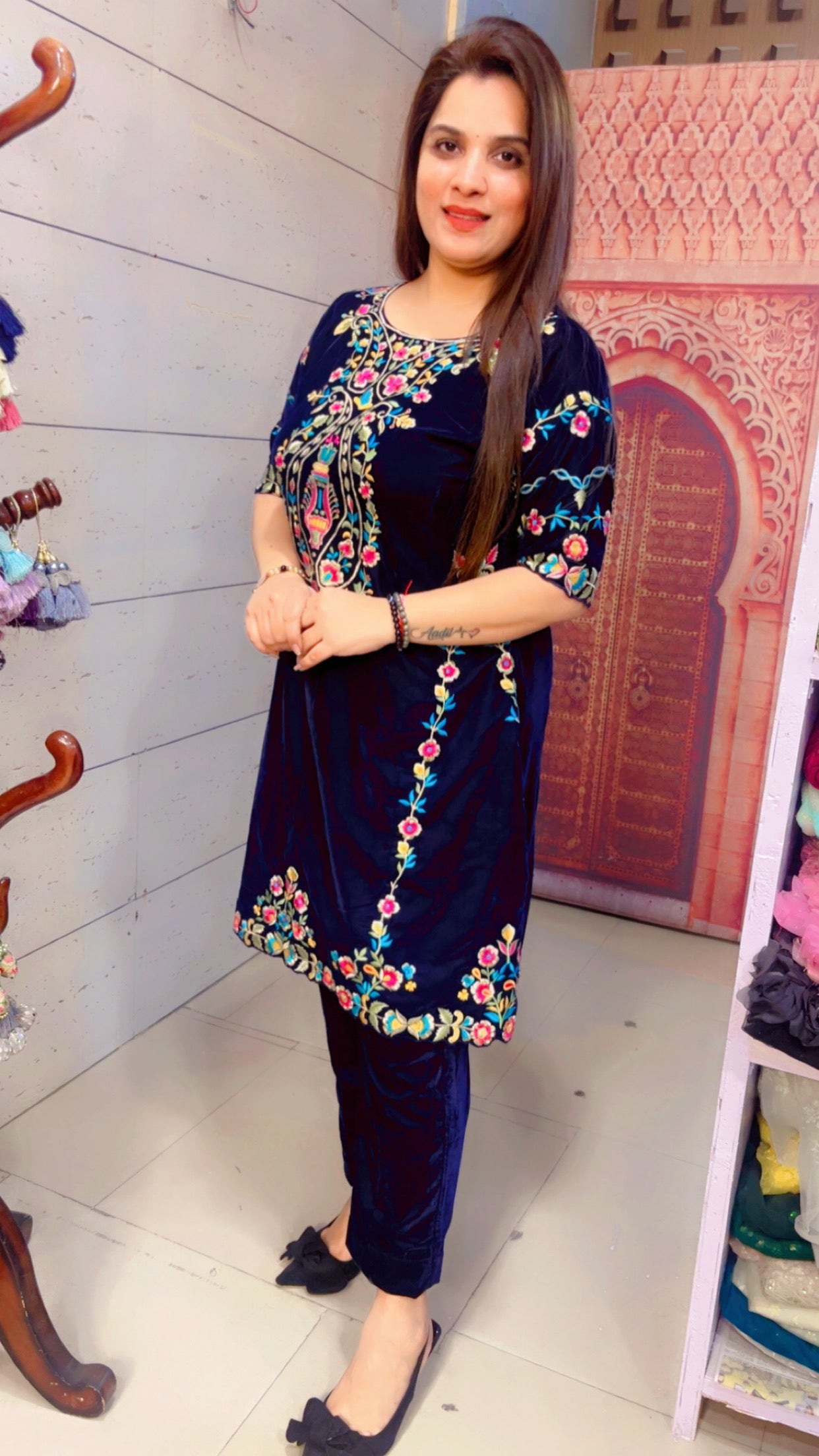 Navy Blue Embroidered Co-Ord Set (CS006)