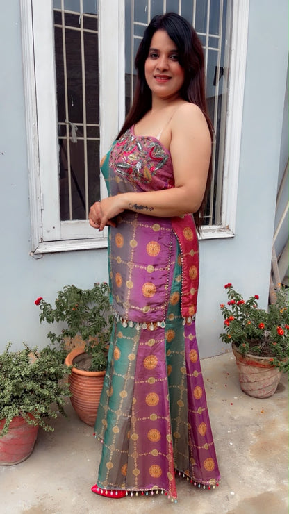 Multi-Colour One Shoulder Top And Palazzo Set (CS063)