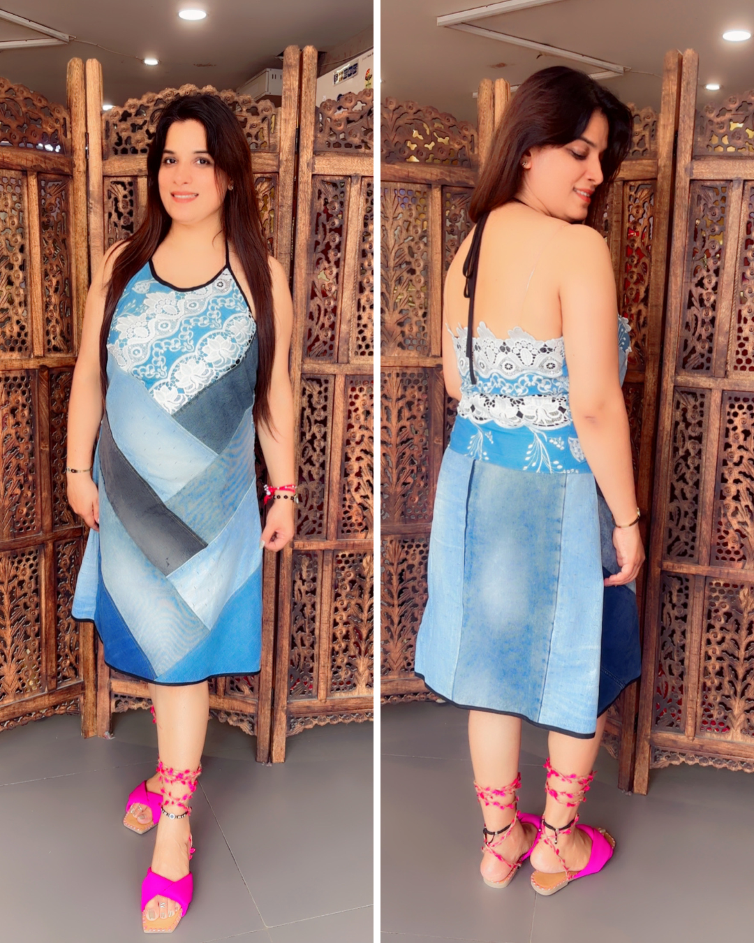 Denim Midi Dress for Vacations