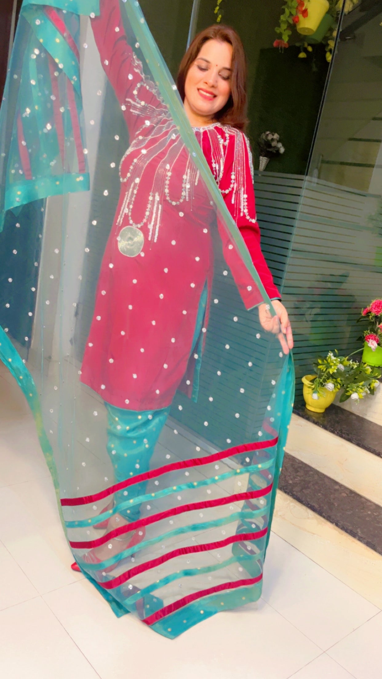 Embroidered Dhoti Suit