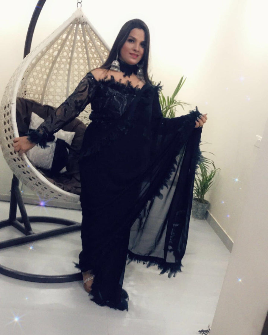 Black Designer Saree- Georgette Saree (SR003)